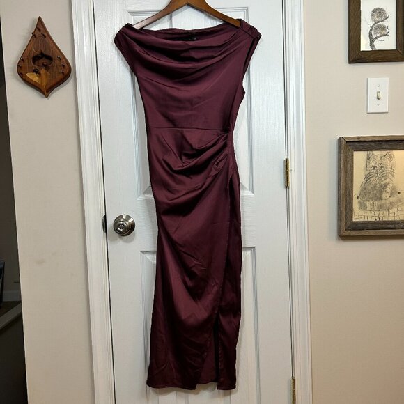 Abercrombie & Fitch Dresses & Skirts - ABERCROMBIE & FITCH COWL NECK MIDI DRESS WITH GATHERED WAIST